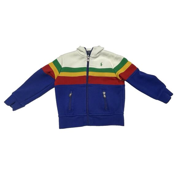 Polo Ralph Lauren Jacket Full Zip Blue Red Yellow Green White Toddler Boy 3T - Picture 1 of 9